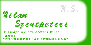milan szentpeteri business card